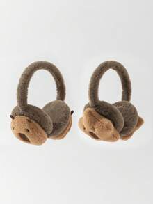 GARASSACC 1pc Cute Capybara Plush Earmuffs For Girls - Brown - View 3