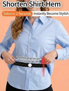 Lace Trim Waistband, Suitable For T-Shirts, Dresses, Shirts, Invisible Button Extender For Adjustable Clothing Length; No-Tie Trim Adjuster, Elastic Buckle, Suitable For Sweaters, Pants (Unisex Home Sewing Tool) - Multiple Styles - View 10