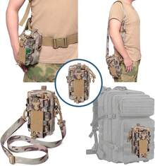 Bolsa Compacta para Cintura al Aire Libre, Portabotellas de Agua, Bolsa para Teléfono con Correa para el Hombro para Acampar, Senderismo, Pesca - Verde militar - Ver 6