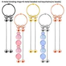 12pcs Alloy Beaded Keychain Set, Loose Leaf Binder Rings And Blank Beaded Keychains With Double Bars, Suitable For DIY Keychains, DIY Crafts, Handbag Backpack Shoulder Strap Pendant Decoration, Key Chains, Lanyards, Holiday Gifts (4 Colors Available) - Book Ring Double Screw - View 6