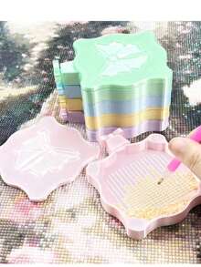 Magnetic Bowknot Diamond Painting Tray With Magnetic Lid To Prevent Bead Spillage, Wavy Edge Bowknot Design, Practical Divided Bead Slots, Suitable For DIY Diamond Painting Crafts, Bead Sorting And Storage, Easy To Use, Dedicated Tool Tray For Diamond Painting - A - View 12