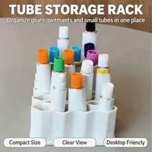 Divided‑Grid Multi‑Compartment Desktop Tube Storage Organizer, Space‑Saving Compact Holder For Ointment Cream Glue Cosmetic Squeeze Tubes, Multi‑Purpose Sorting Rack For Medicinal Tubes, Practical Vanity Dorm Countertop Household Storage Accessory - Multi-color - View 4