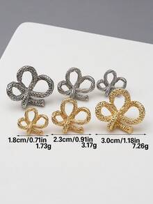 6pcs French Textured Woven Bow Metal Buckle, Gold & Silver Dual Color Detachable Decorative Buckle For Trench Coat, Cardigan, Sweater, DIY Accessories - Multicolor - View 7
