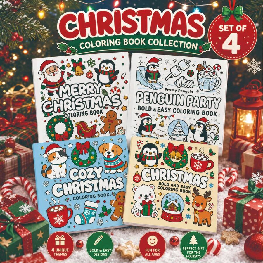 Buku Mewarnai Natal - Buku Mewarnai Dewasa yang Menyenangkan & Menggemaskan, 24 Halaman, Mewarnai untuk Meredakan Stres: Hadiah Sempurna untuk Pecinta Mewarnai (Mewarnai Ruang Nyaman), Ideal untuk Natal, Halloween dan Ulang Tahun, Hadiah Pesta, Hadiah Kembali ke Sekolah - MultiWarna - View 1