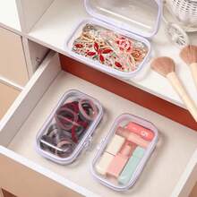 3pcs Transparent Zipper Storage Boxes With Lids, Clear Organizer Boxes, Durable Travel And Electronic Device Storage, Durable Plastic Organizer Boxes, Suitable For Craft Materials, Hair Ties, Hair Accessories, Jewelry Organization And Storage, For Home Decor, Craft Room, Office - White - View 7