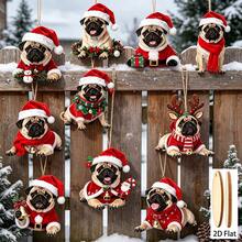 10 buah Ornamen Gantung Tali Rami Natal Anjing Pug 2D - Dekorasi Pohon Natal Berbentuk Hewan Peliharaan Kreatif, Dekorasi Liburan untuk Pohon Natal / Jendela / Perapian / Pagar / Dinding - Satu-Ukuran - View 9