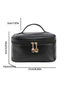 Cartoon Pattern Makeup Bag With Zipper - Black - View 3