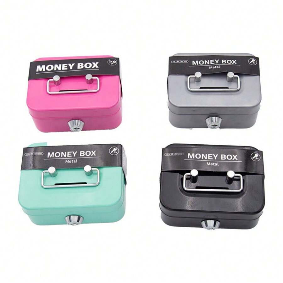 Small Metal Cash Box With Key Lock, Mini Money Box For Storing Coins And Bills, Suitable For Home Office Desk, Lockable Money Organizer Box, Halloween, Christmas, New Year, Birthday, Graduation Gift, Suitable For Teens And Adults 14 Years And Older (Black) - Black - View 1
