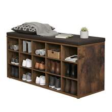 VASAGLE Shoe Changing Stool - Brown - View 2