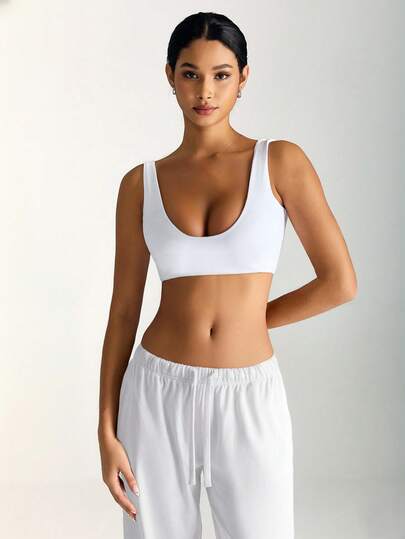 XLLAIS Sexy U-Neck Backless Fitted Women's Tank Top, Y2K Casual White Cropped Vacation Summer