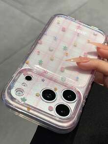 Y2K Pink Plaid Strawberry Star Bow Print Phone Case, Compatible With IPhone 18 Pro Max 18 Pro 17 Pro Max 17 Pro 17 16 Pro Max 16 Pro 16 15 Pro Max 15 Pro 15 14 Pro Max 14 Pro 14 13 Pro Max, Cute Shockproof Back Cover - Pink - View 5