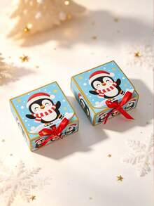 5 Buah/Kotak Kado Natal Penguin Lucu 4,53"*4,53"*2,36" Kotak Kado Kertas Lipat untuk Pesta Natal, Permen, Kue, dan Kemasan Suvenir Liburan - View 8