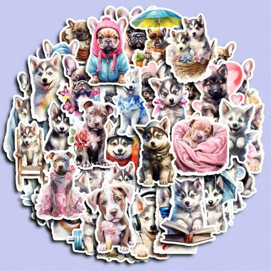 Set 50 Stiker Anjing Lucu, Bahan Vinyl, Cocok untuk Botol Minum, Laptop, Komputer, dan Ponsel, Sempurna untuk Wanita, Pelajar, Guru, dan Pecinta Kerajinan Tangan - MultiWarna - View 1