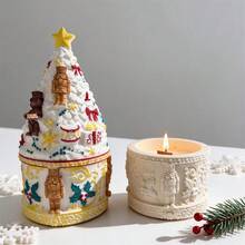 Christmas Tree Silicone Mold With Lid Wax Melt Burner Nutcracker Storage Concrete Silicone Mould Christmas Ornament - SZ947 - View 8