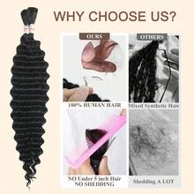 110g 2 Bundles/Pack Human Braiding Hair For Boho Braids Human Curly Boho Hair For Braiding Knotless Deep Wave Bulk Bohemian Natural Black Color - Natural Black - View 6
