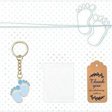 60 Piezas/Set de Llaveros con Huellas, Incluye 20 Llaveros con Huellas, 20 Bolsas de Gasa Transparentes y 20 Tarjetas de Agradecimiento, Adecuado para Regalos de Cumpleaños, Regalos de Fiesta y Regalos de Retorno para Invitados - Ver 3