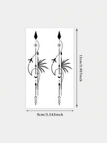 1pc Temporary Tattoo Sticker, Black Line Art Arrow Airplane Palm Tree Pattern, Realistic Fake Tattoo Design, Suitable For Daily Wear, Bachelorette Party Favors, Music Festivals, Cosplay, Graduation Gifts, Lasts 3‑5 Days - Black - View 6