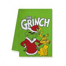 The Grinch 1pc The Green Monster Print Hand Towel, 40*60cm Multiple IP Patterns Available, Soft And Durable For Kitchen Wiping, Tableware Cleaning, Christmas Holiday Home Decor, Suitable For Christmas Gatherings, Party Decoration, Also As Holiday Gift - Multicolor - View 9