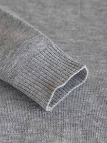 3pcs/Set Sweater Rajut Lengan Panjang Kerah Setengah Tinggi Warna Polos Sederhana untuk Anak Laki-laki, Cocok untuk Pakaian Sehari-hari, Sekolah, Musim Gugur/Dingin - Hitam - View 8