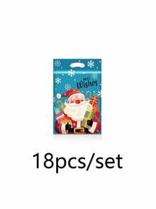 18pcs/Set Christmas Standing Gift Bags, Santa Claus Self-Sealing Zipper Bags With Handles, Holiday Party Decoration Gift Packaging Supplies - Multicolor - View 10