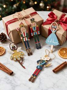 5pcs Christmas Nutcracker Fairy Tale Decorative Hanging Ornaments, Including Soldier And Fairy Characters, Suitable For Christmas Tree Branch Hanging Decorations And Gift Packaging Decor - A - View 2