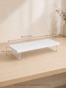 1pc White Monitor Stand With Transparent Acrylic Side Panels, Desktop Storage Rack With Keyboard Compartment, Computer Desk Riser, Suitable For Laptop, Printer And Office Supplies, Minimalist Display Stand, Suitable For Home Office, Study, Vanity - Multicolor - View 2