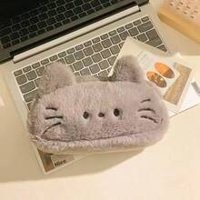 1pc Cute Glasses Cat And Animal Plush Pencil Case, Stationery Storage Box, Stationery Storage Bag, Large Capacity Pencil Bag, Durable Cat And Dog Pattern Storage Bag, School Activity And Holiday Gift - Multicolor - View 3