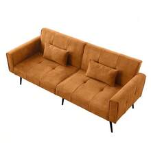 Best Choice Products Upholstered Futon Sofa Bed,Comfy Modular Foldable Sleeper Sofa 68″Fabric Couch Sleeper For Home,Dorm, Bonus Room, Compact Spaces. - Orange - View 10