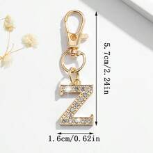 1個時尚歐美簡約風華麗迷你26英文字母造型鑰匙圈吊飾配件，適合女性車鑰匙、包包裝飾、禮物 - 金色 - 查看 28