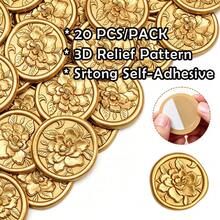 20 PCS 3D Relief Floral Wax Seal Stickers,Wedding Invitation Envelope Botanical Seal Stickers,Self- Adhesive Antique Gold Flower Stickers, Perfect For Invitation, Gift Wrapping, Party-Brown - Flower - Brown - View 11