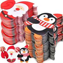 1/50/100PCS Christmas Lollipop Cards, Santa Claus Or Penguin Shaped Candy Holder Paper Cards, DIY Christmas Candy Packaging Cards, Suitable For Lollipops, Candies, Holiday Party Favors And Christmas Gift Decorations, Lollipops Not Included - Multicolor - View 1