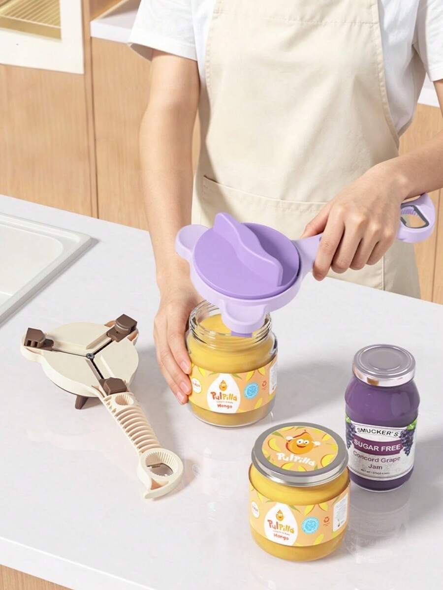 Multifunctional Can Opener, 5-In-1 Adjustable Bottle Cap Opener, Suitable For Various Lid Sizes, Non-Slip Kitchen Opening Tool, Applicable To Cans, Sauce Bottles, Mineral Water Bottles, Household Kitchen Daily Small Tools - View 1