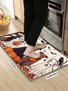 1/2pcs Halloween Doormat, Pumpkin Pattern, Autumn Vintage Diatomaceous Earth Mat, Super Absorbent, Non-Slip, Perfect For Bathroom, Kitchen And Dining Room, Quick Dry, Machine Washable, Perfect Gift For Home Decor And Bathroom Mat, Halloween Holiday Gift! - Multicolor - View 12