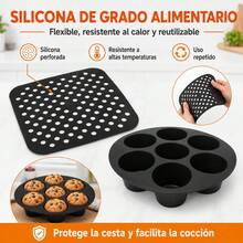 5-Piece Air Fryer Accessory Set For 20-21 Cm Baskets, Includes Cake Barrel, Pizza Pan, 304 Stainless Steel Rack, Muffin Mold And Silicone Mat - View 3