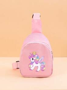 1pc Cute Unicorn Crossbody Bag For Toddlers, Lightweight Adjustable Mini Shoulder Bag For Kids, Suitable For Daily, Outdoor, Travel, Birthday Gift Chest Bag - Pink - View 5