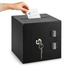 Black Wall‑Mounted Acrylic Donation Box With Lock Keys, Top Slot For Suggestions & Voting - Acrylic--15x15x15cm - View 1