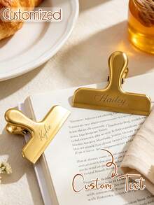 Custom Stainless Steel Sealing Clip, Customizable Text, Personalized Engraved Diary Clip, Can Be Used As Wallet Clip And Stationery Clip, Ideal Choice For Office - Multicolor - View 2
