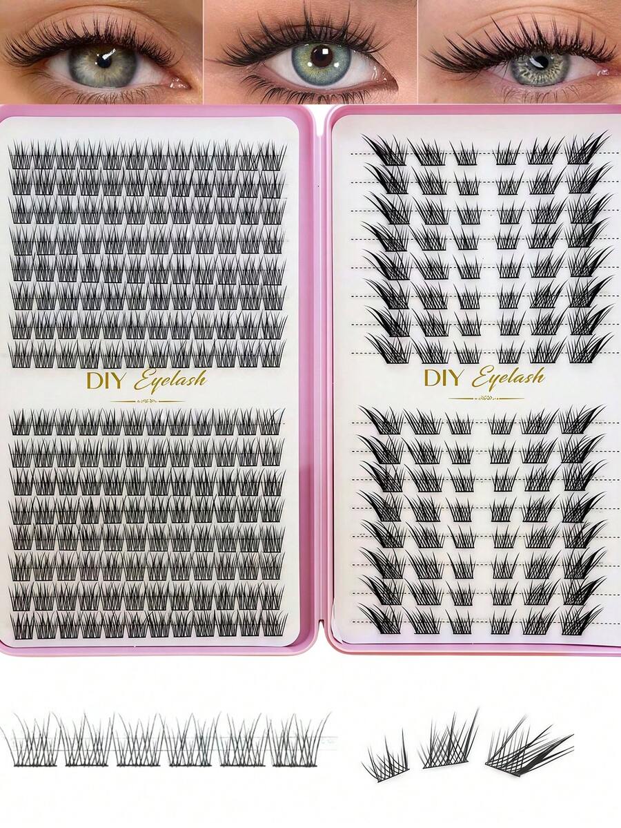32-Row Double Box Large Capacity Segmented Cluster False Eyelashes, 3D Fluffy Single Cluster Eyelash Extensions, DIY Self-Application Thick Eyelashes For Home Makeup Beginners - View 1