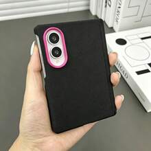 Luxury Matte Anti-Fall Shell With Contrasting Color Lens Frame Design Phone Case Compatible With Samsung ZFold 8 Wide Back Cover - Black Rose Red - View 1