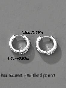 For Women Men Punk Hip Hop Style Rock Party Full Rhinestone Gorgeous Decor Hoop Earrings Alloy Material For Jewelry Gift - Silver - View 4