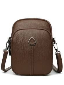 Minimalist Solid Color PU Leather Crossbody Small Bag, Multi-Compartment Zipper Square Bag, Versatile Daily Commute Shoulder Bag - Multicolor - View 13