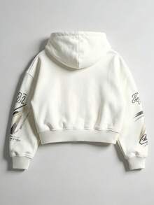 Men's Graffiti Zipper Hoodie, Winter Street Style, Urban Vacation Retro Pattern White Long Sleeve Sweatshirt - White - View 2