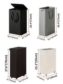 45L/65L Foldable Laundry Basket With Lid And Wheels, Slim Portable Dirty Clothes Hamper, Rectangular Storage Basket With Handle, Suitable For Various Room Types, Casual Style - Multicolor - View 5