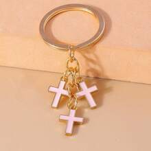 4pcs Mini Triple Cross Keychain, Gold Enamel Cross Pendant Key Ring, Religious Faith Charm, Suitable For Keys, Backpacks, Handbags, Gifts - Multicolor - View 5
