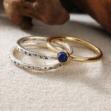3pcs Vintage Circle Ring Set, Women's Date Style Fashion Accessory, Minimalist Elegant Ring Jewelry - Silver - View 8