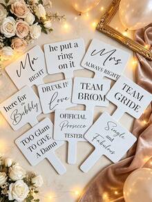 Custom Wedding Photo Booth Props, Fun Wedding Party Handheld Photo Signs, Bachelorette Party Bride Shower Photo Props, Reusable Wedding Reception Decoration Selfie Signs - Multicolor - View 6