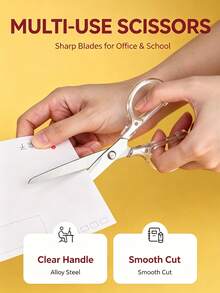 1 buah Gunting Siswa Portabel dengan Penutup Pelindung, Gunting Kerajinan Kertas, Cocok untuk Sekolah, Kantor, dan Perlengkapan Alat Tulis DIY Buatan Tangan - Aneka warna acak - View 2