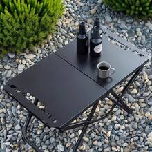 10pcs Portable Folding Camping Table, Lightweight Iron Picnic Table, Compact Design With Lamp Stand And Storage Bag, Suitable For Outdoor Camping, Beach, BBQ, Tailgate Party, Hiking - A - View 1