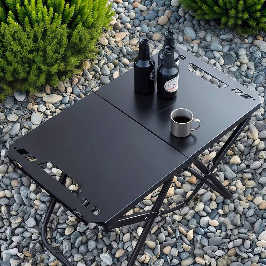 10pcs Portable Folding Camping Table, Lightweight Iron Picnic Table, Compact Design With Lamp Stand And Storage Bag, Suitable For Outdoor Camping, Beach, BBQ, Tailgate Party, Hiking - A - View 1