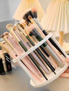 Multifunctional Desktop Cosmetic Organizer, Large‑Capacity Makeup Brush Display Holder, Pencil Storage Rack For Student Desk, Vanity Countertop Makeup Accessory Storage - White - View 5